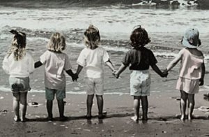  What's so poignant about this picture? - it shows a line of little girls holding hands facing the immensity of ocean waves. Alone they might be washed away, but together they stand strong. Thank you each for holding my hand somewhere along the way when I was facing a wave of my own. I hope you will reach for my hand when your own wave threatens. 